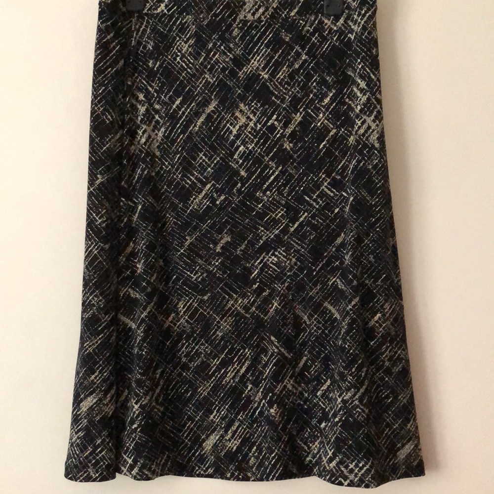Women’s Merona size large midi skirt spandex tan black abstract graphic print